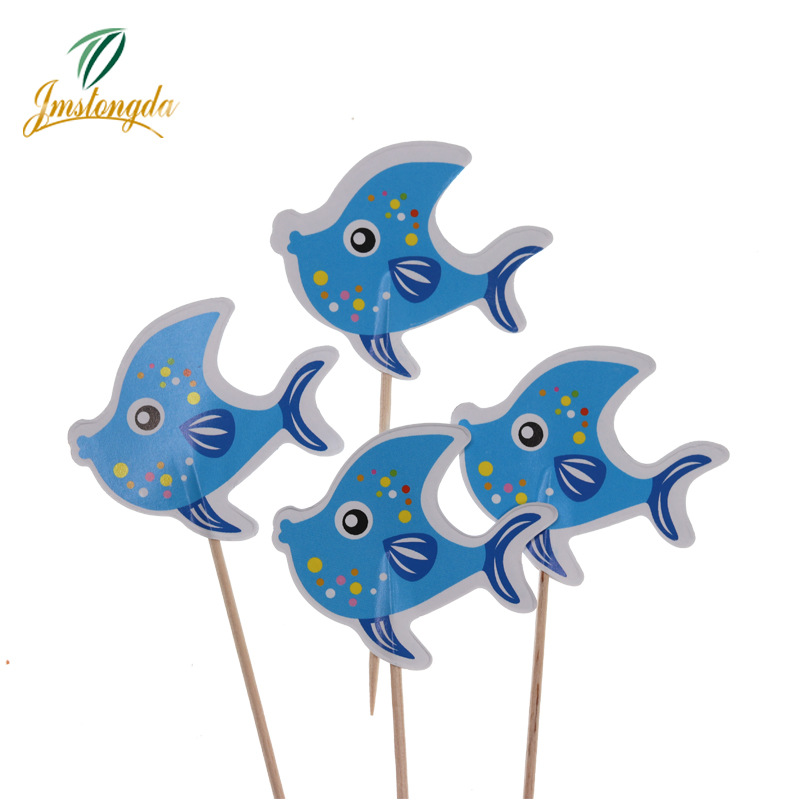 Creative Fish-Shaped Toothpick Flag Party Bar Restaurant and Home Use Decorative Food Ice Cream Fruit Plate, Etc.