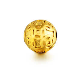 仿黄金铜钱转运珠3d硬金电铸工艺沙金金钱珠散珠金珠男女手链配珠