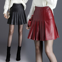 pu皮红色短裙秋冬女黑色高腰显瘦a字裙小皮裙伞裙2019新款半身裙
