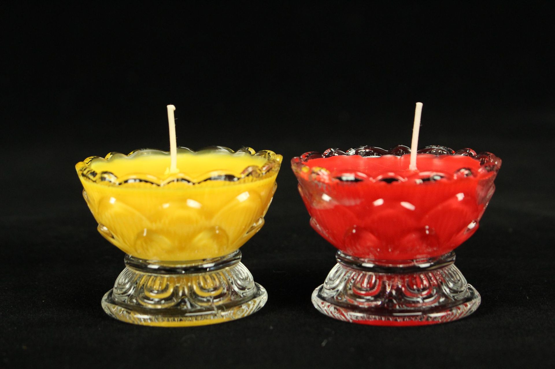 高脚莲花酥油灯12小时整盒6个装供佛玻璃无烟祈福长明蜡烛灯批发