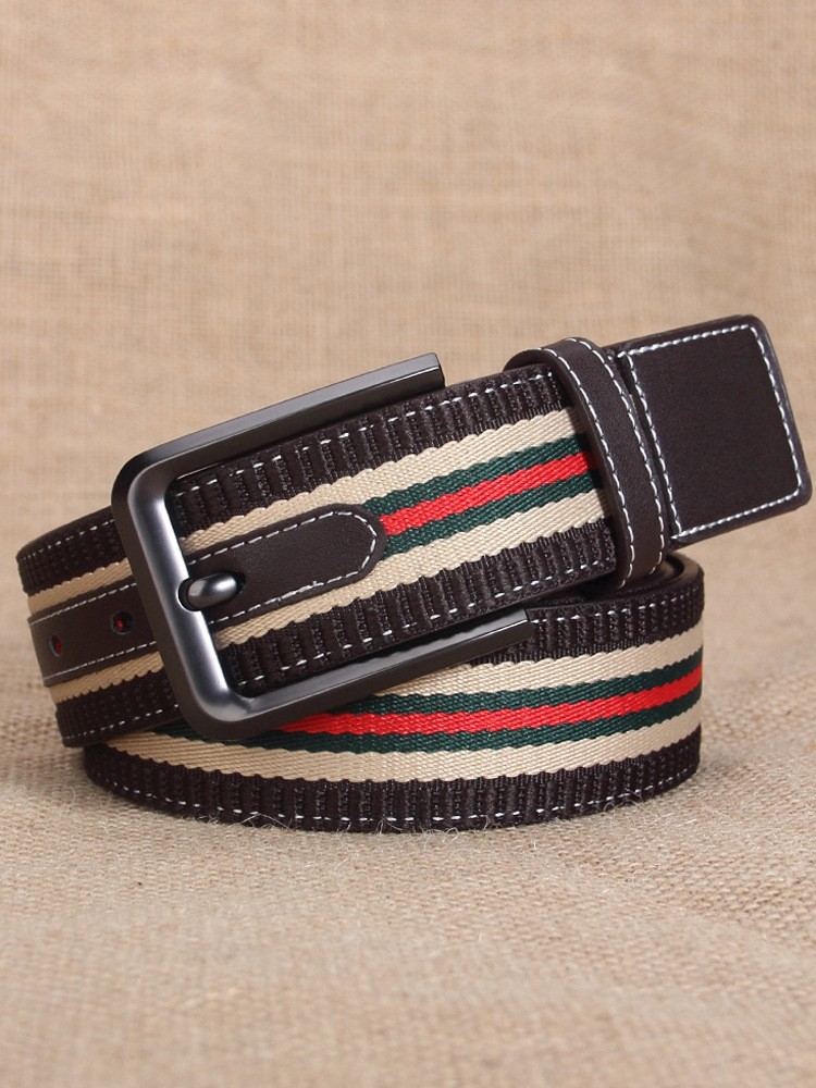 帆布皮带男士韩版潮流年轻人学生宽腰带男针扣休闲青年工装西裤带