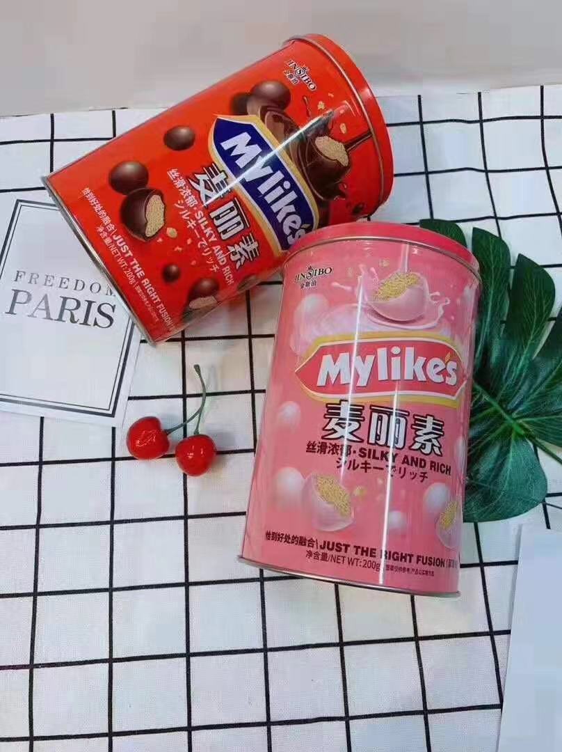 爆款金斯泊 铁罐麦丽素巧克力200g 原味草莓味休闲零食送礼年货