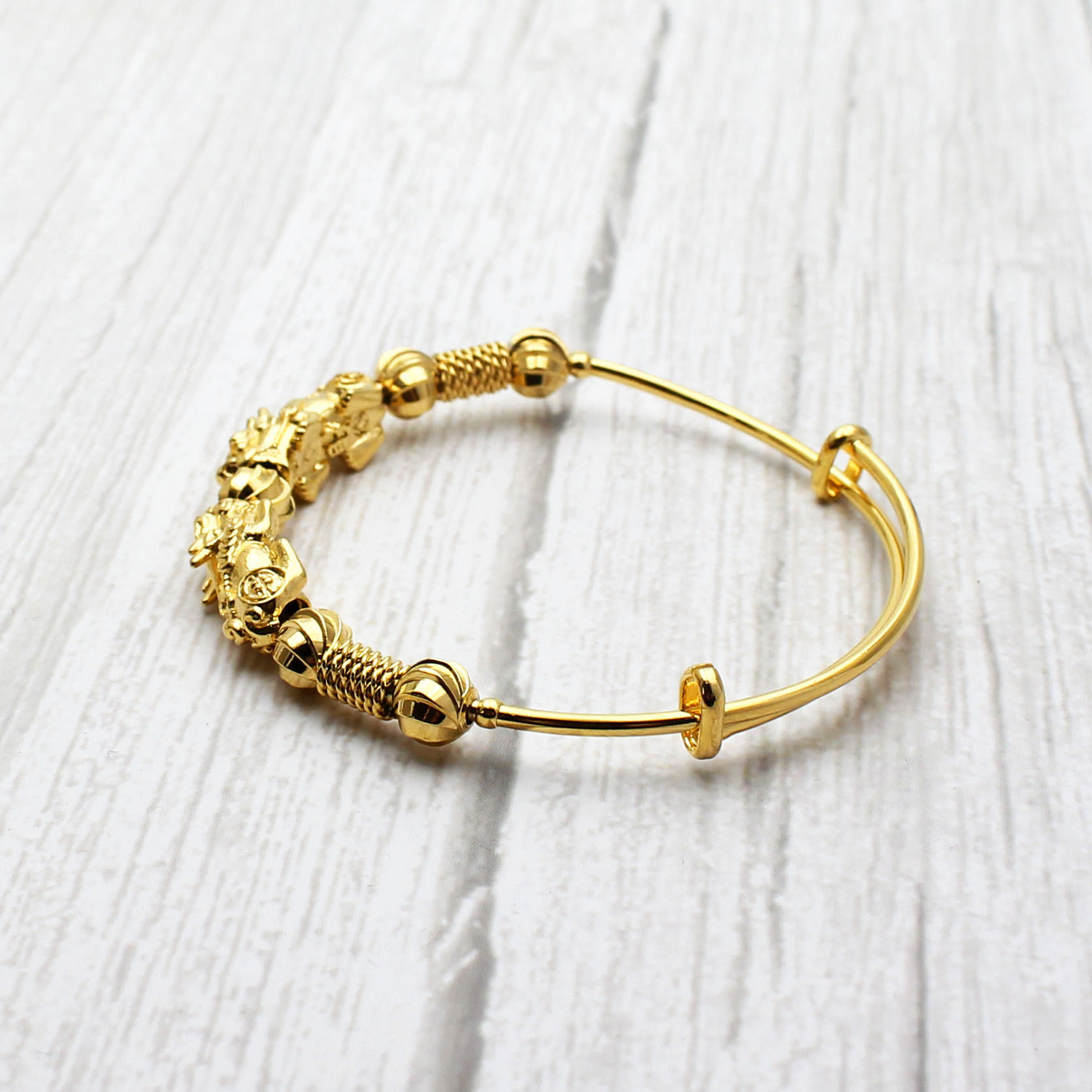 新娘婚庆结婚礼品 时尚铜镀18k招财貔貅金手镯 可调节手环 hcx544