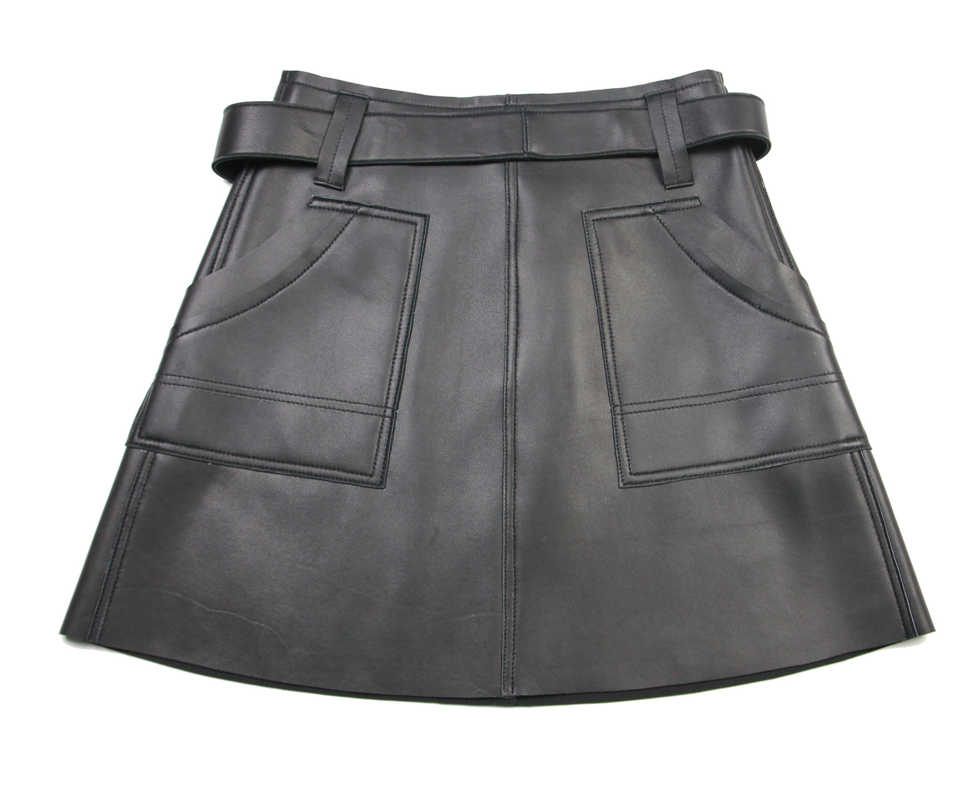 真皮皮裙包臀裙100%真皮半身裙含真皮腰带【工厂直供 假一赔十】