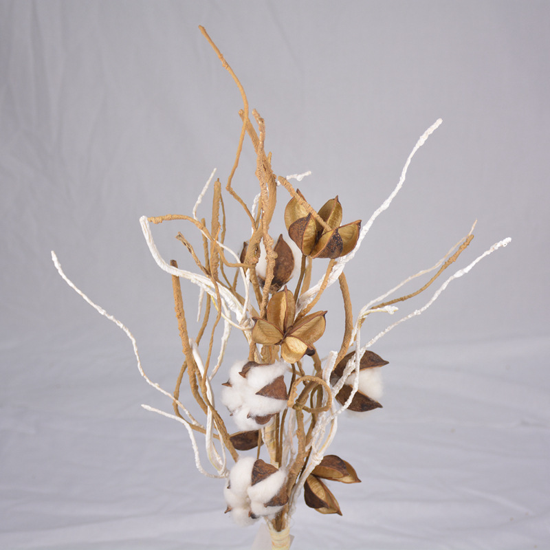 厂家批发手工棉花壳 单支多头发泡棉花 干花工艺品 家居摆设装饰