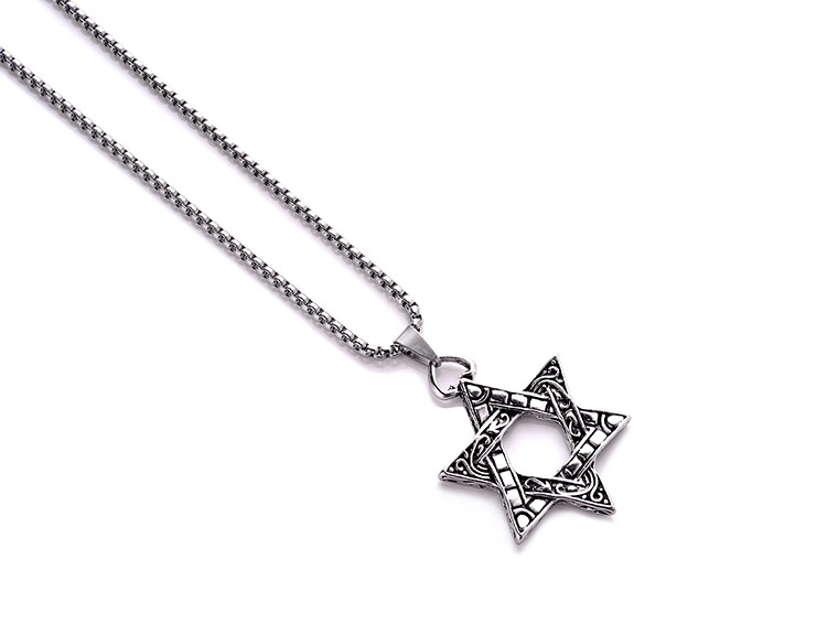 六芒星吊坠男士嘻哈复古个性街头朋克风欧美项链挂坠饰品现货供应