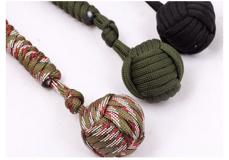 伞绳编织链户外金刚结编织防身球猴拳圆形钥匙链(钢珠)