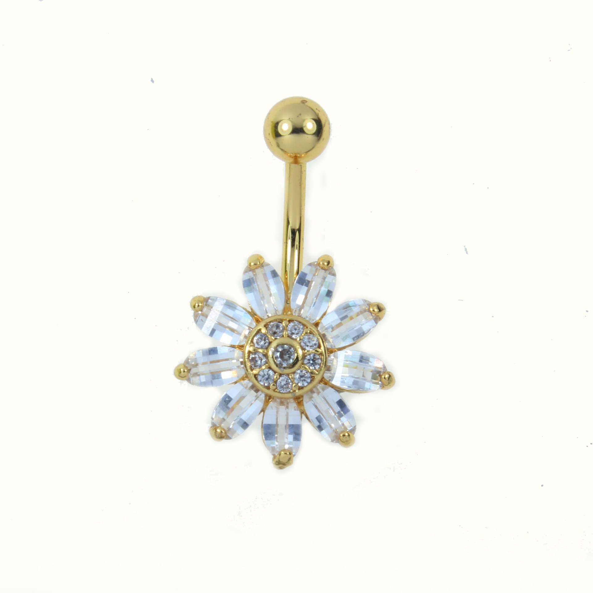 欧美新款热销太阳花肚脐环肚脐钉满钻镶钻人体穿刺饰品