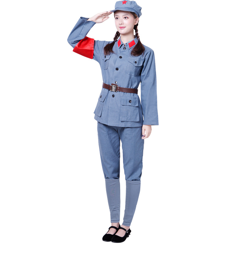 国庆节成人红军八路军演出服志愿军棉麻老军装红卫兵服抗战服装新