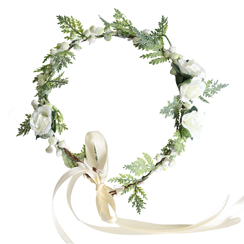 热卖春夏款花环清新绿植花冠浆果花朵发带节日摄影装扮花环头饰