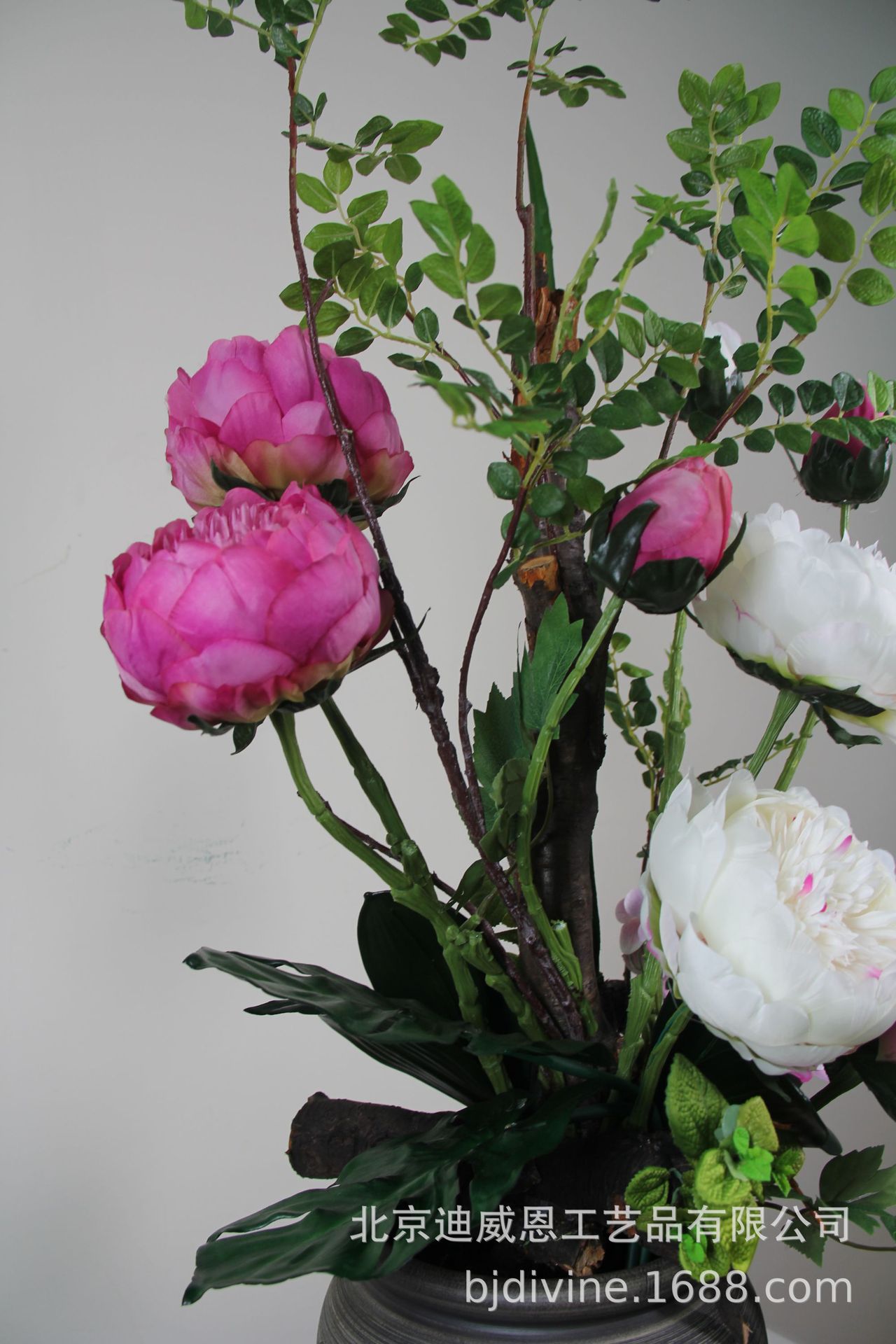 迪威恩仿真牡丹花艺套装桌花现代北欧新中式风格家居装饰摆件定制