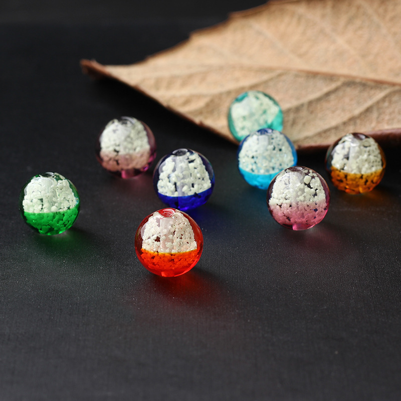 批发双色夜光琉璃珠散珠通透水晶圆珠子系列饰品配件手链材料批发
