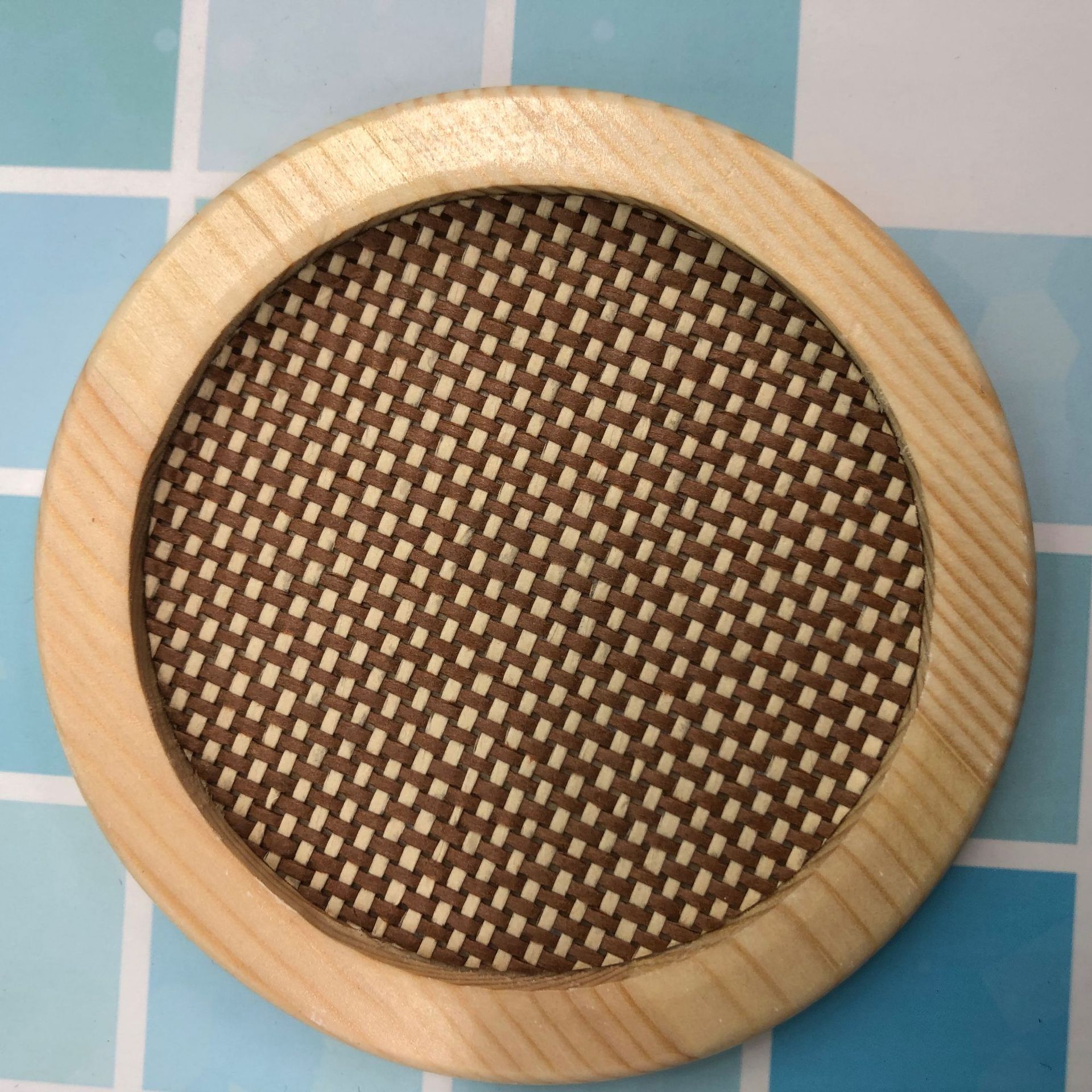 厂家直销木质圆形托盘 实木零食点心盘 原木糖果盘 布木结合托盘