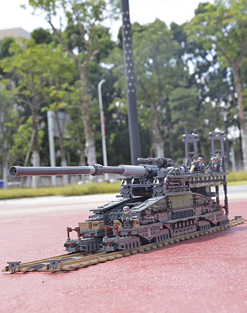 开智10005多拉巨炮古斯塔夫列车炮模型大型积木大人难度拼装玩具