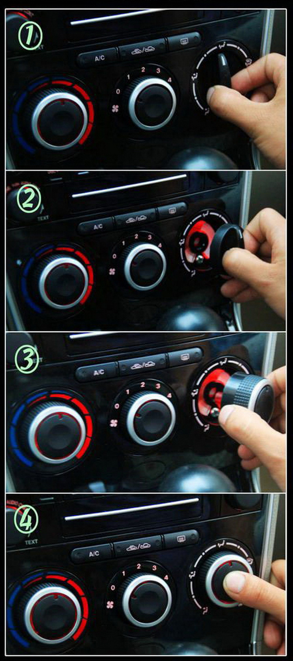 3个铝合金空调旋钮适用于大众polo 04-13汽车空调热控开关旋钮