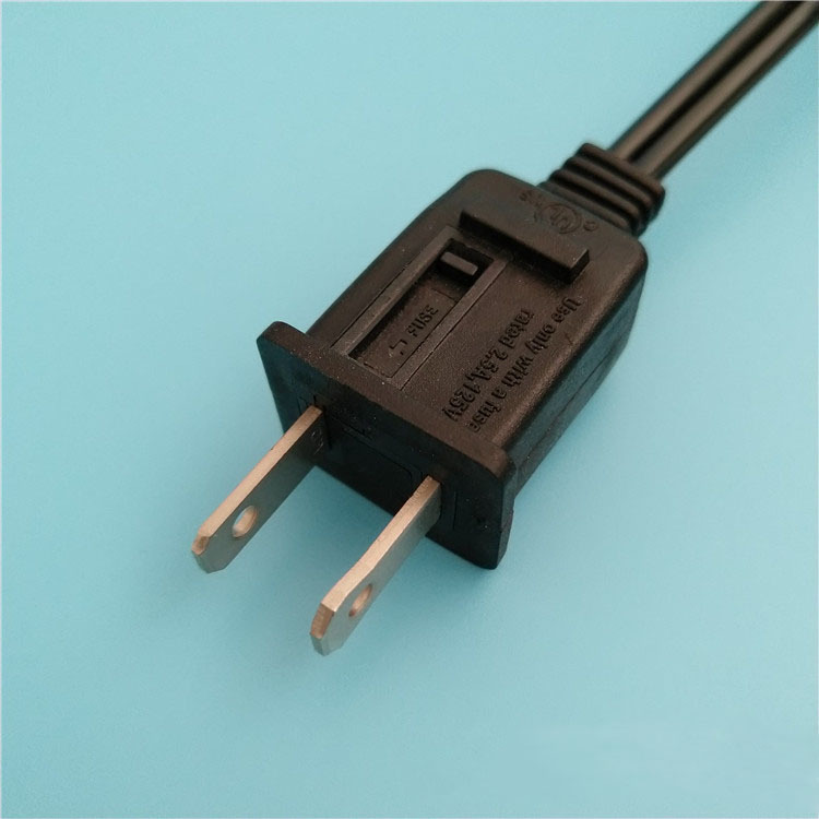 美国两芯插头线 两芯带保险丝电源线美标ul认证 美规两极电源线