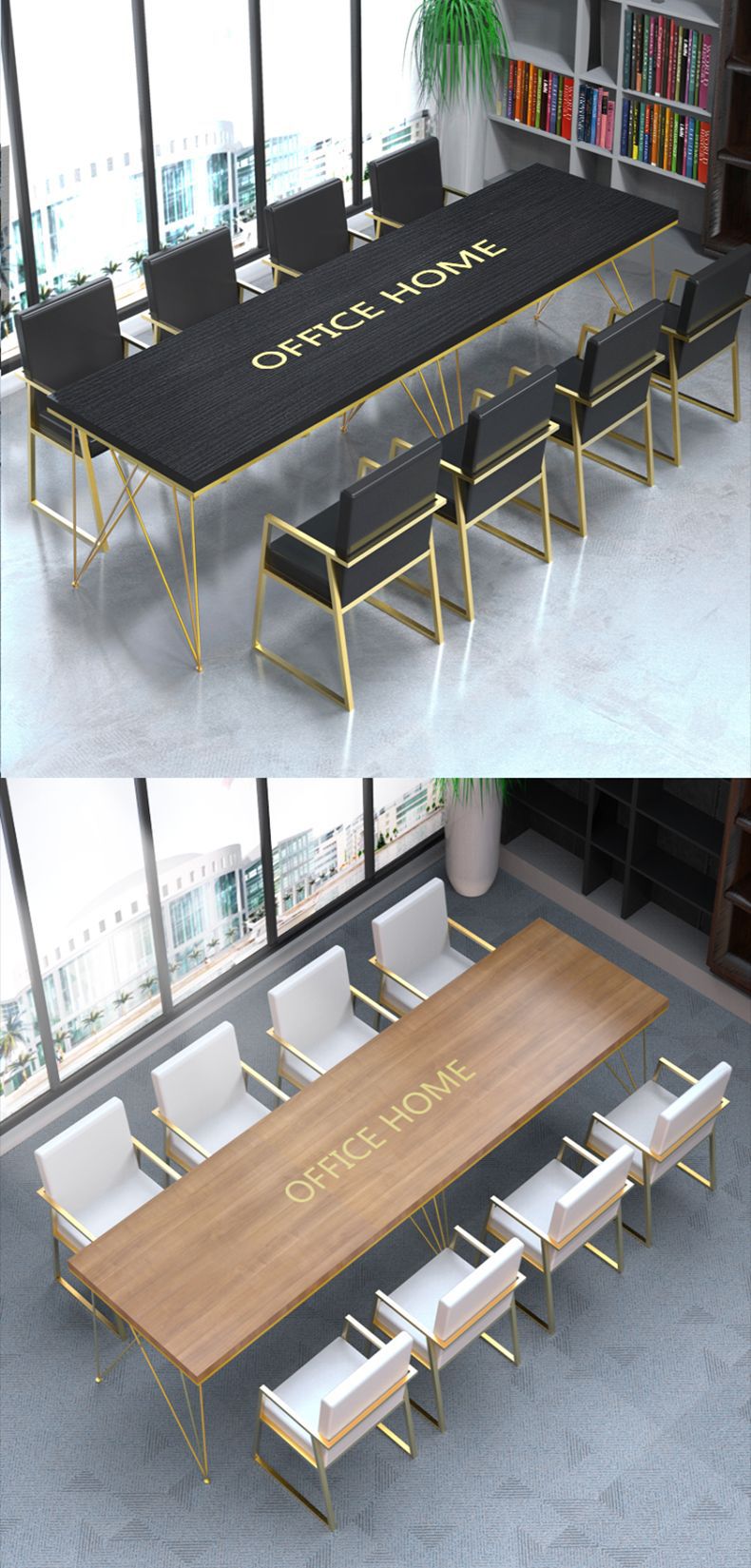 会议室小型商务黑色洽谈桌网吧电脑桌6人位组合办公桌图书馆书桌