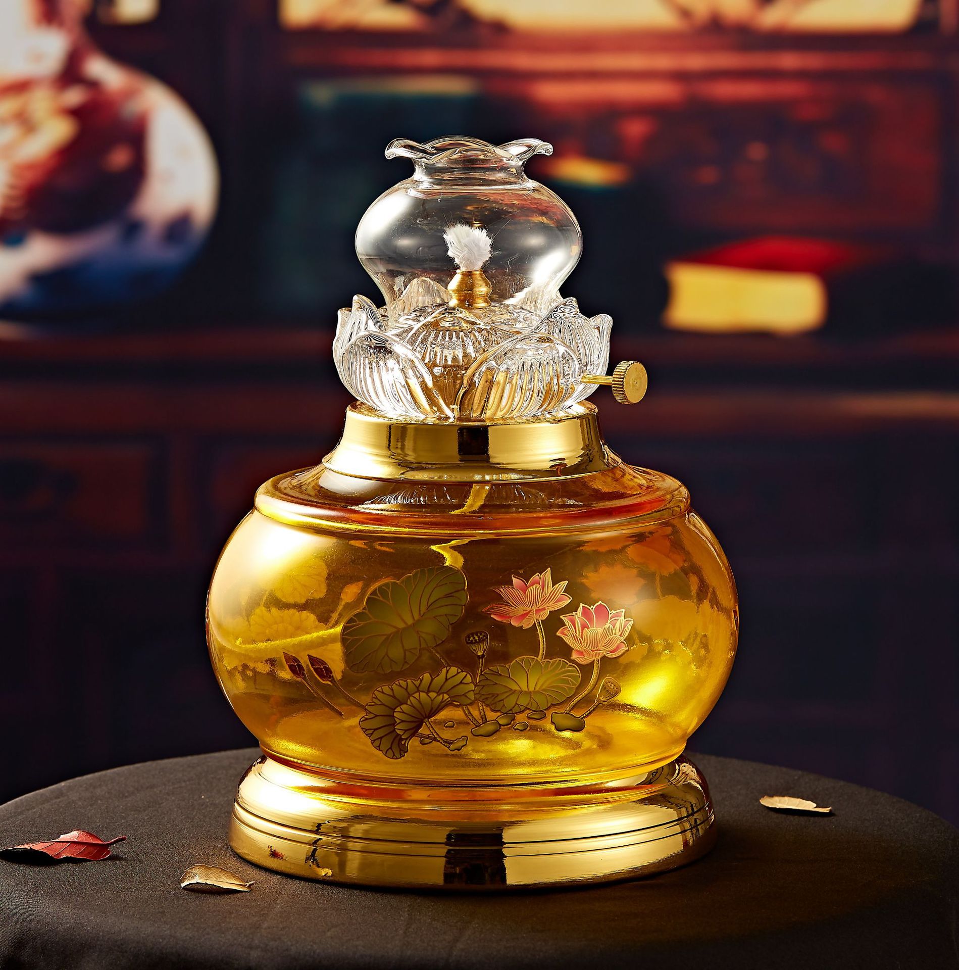 新款供佛酥油长明灯佛灯供灯莲花防风液体油灯家用佛具佛用品