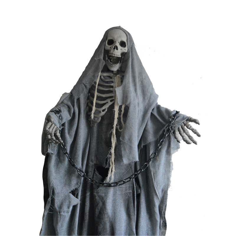 万圣节骷髅鬼 骷髅装饰鬼屋密室道具人体装饰 灰衣鬼 发声发光