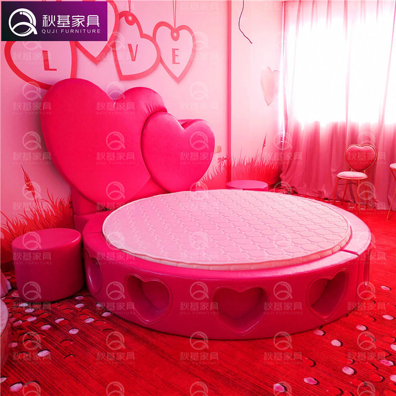 主题公寓心形床宾馆情趣电动床夫妻性爱床情侣酒店水床主题房床