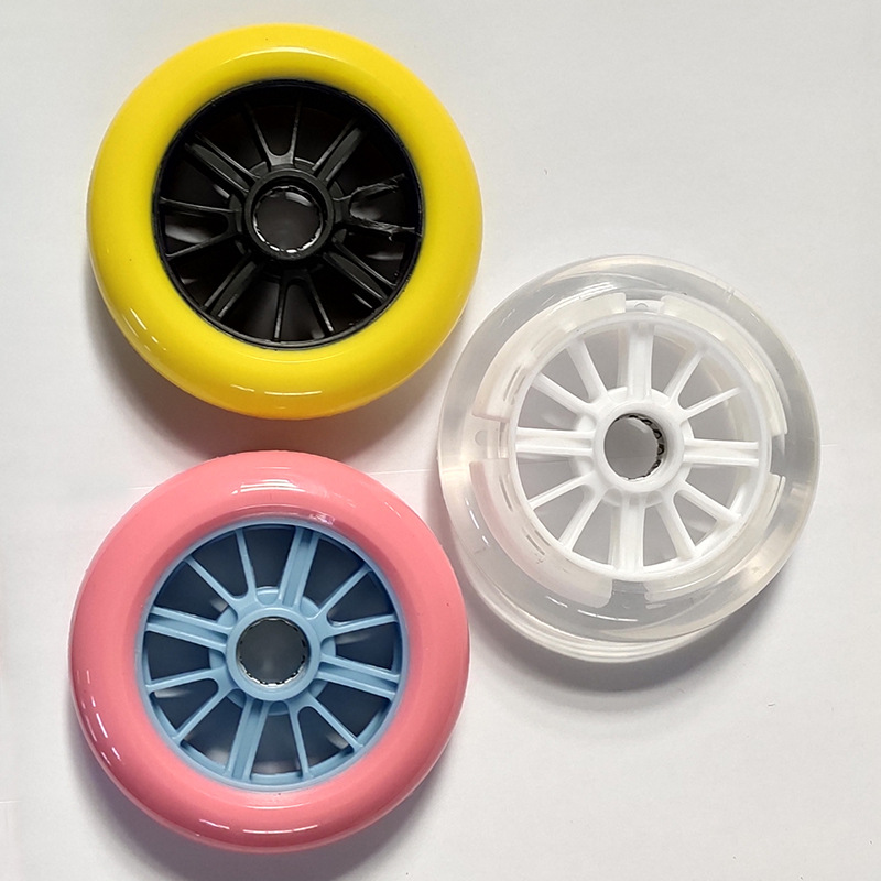 【厂家直销】滑板车轮子120*30mm足寸聚氨酯pu环保静音耐磨闪光轮