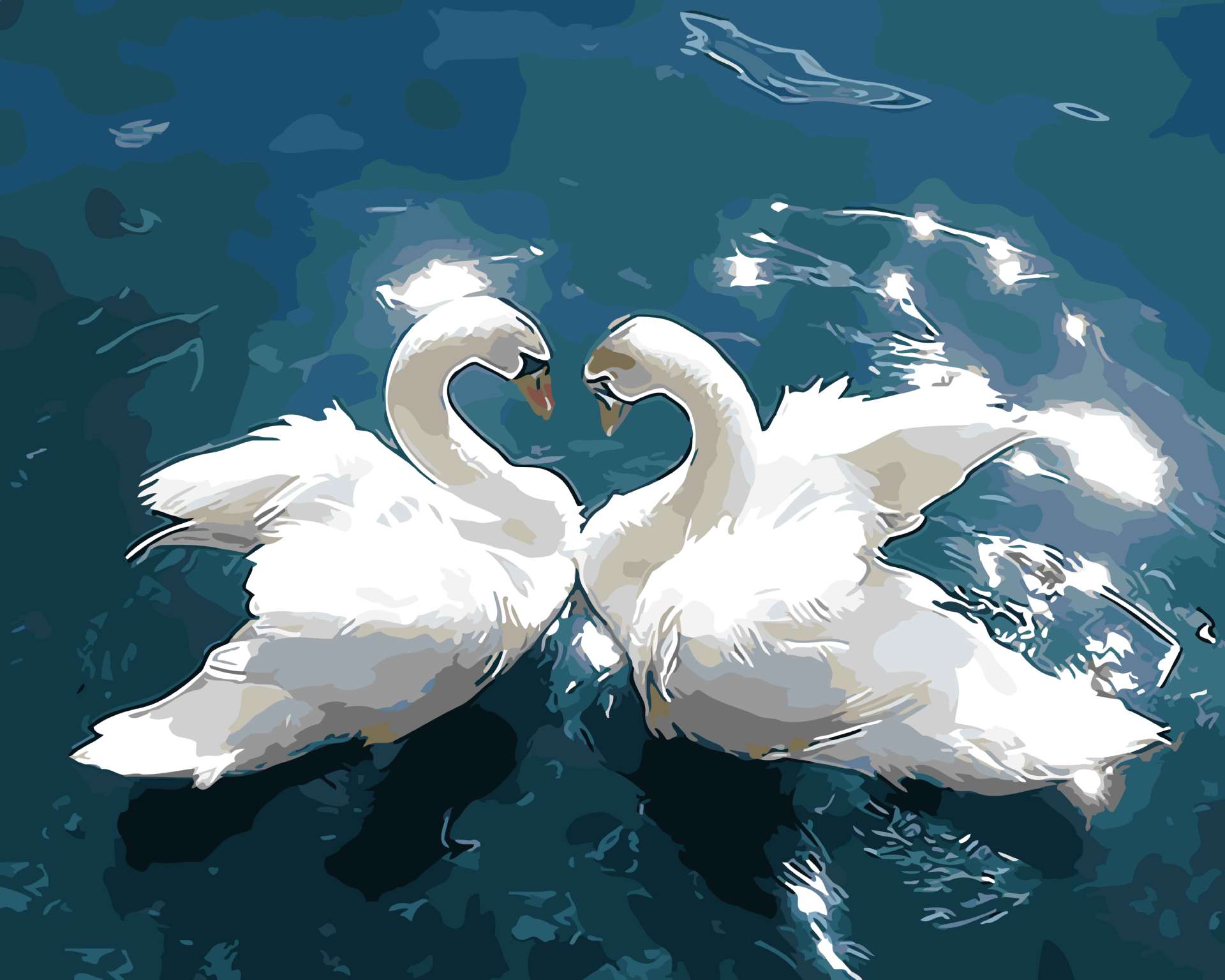 厂家一件代发数字油画diy油彩画填色动物卧室客厅装饰画天鹅之恋