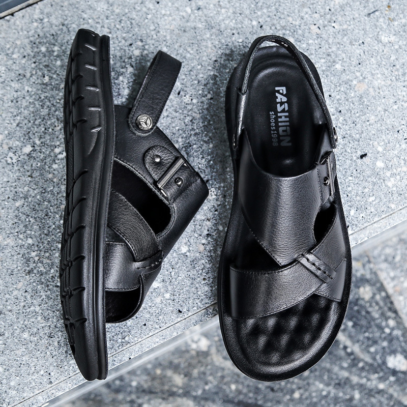 2021新款真皮凉鞋男商务两用沙滩皮凉鞋防滑户外男士沙滩鞋夏季潮