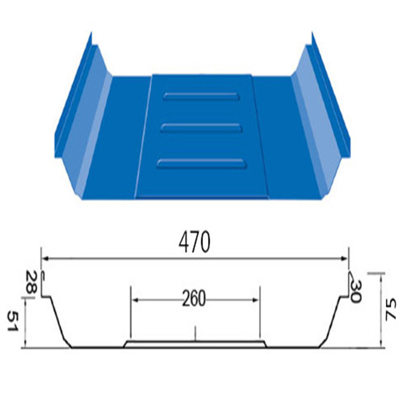 角驰470型彩钢压型板 彩钢屋面板 0.5 0.6mm厚470型隐藏式彩钢瓦