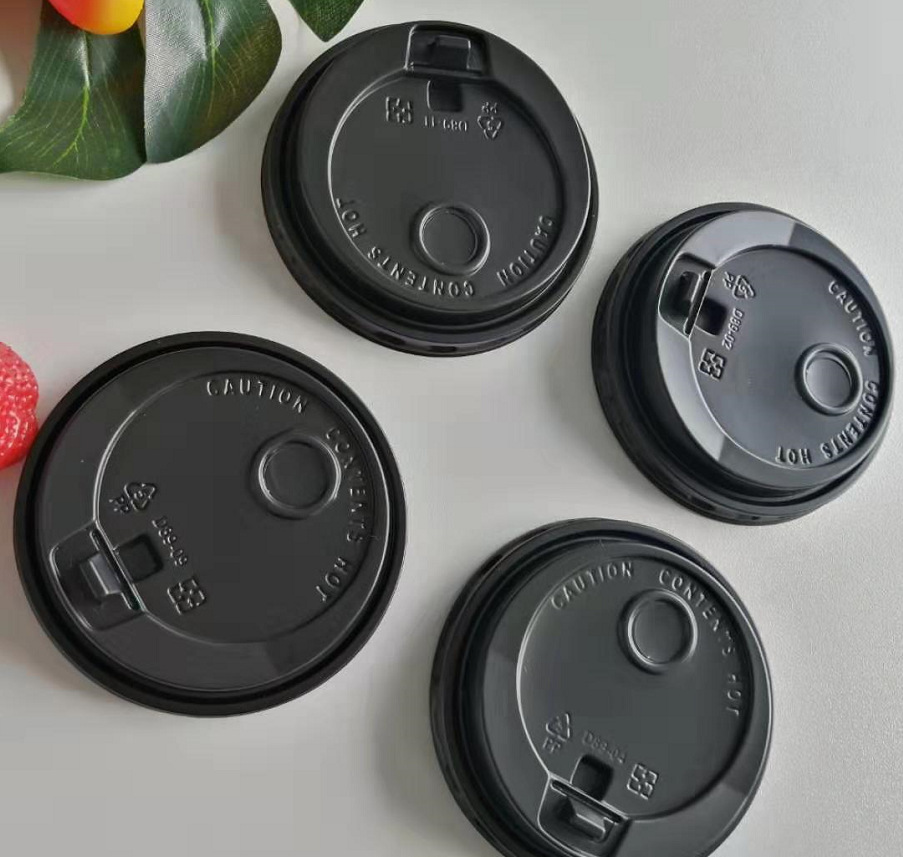 三胜一次性咖啡纸杯盖90口径pp热饮杯盖透明加厚开关口纸杯塑料盖