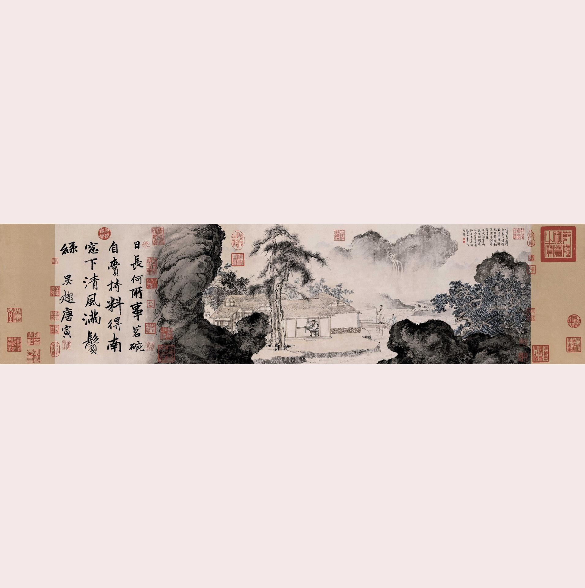 批发 字画复制 山水画 书法 客厅仿古画 唐寅 《事茗图》