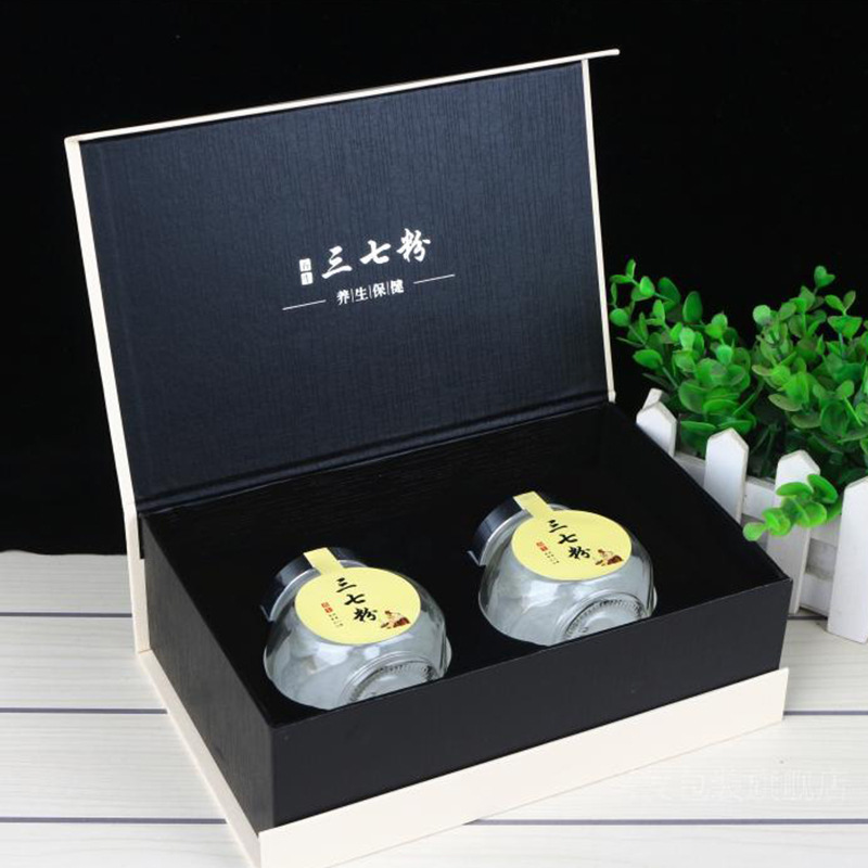 新款三七粉包装盒三七粉包装纸盒三七粉礼品盒两瓶装100克批发