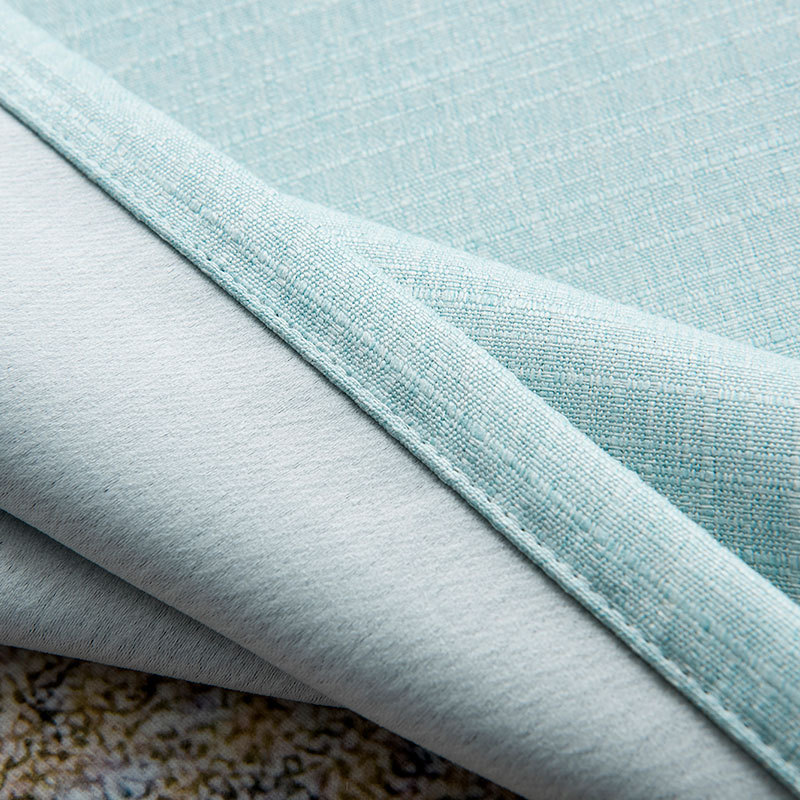 素色格纹仿棉麻高遮光窗帘布纯色现代简约卧室客厅定制成品