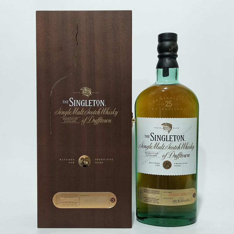 进口洋酒singleton 苏格登达夫镇25年单一麦芽苏格兰威士忌 木盒