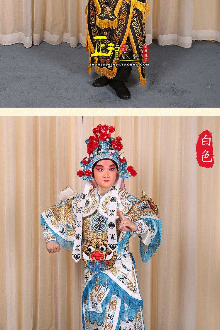 正龙戏装 京剧戏服男粤剧戏服古装武生戏服舞台演出 缎男改良靠