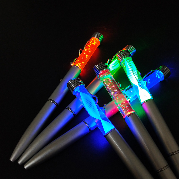 定制led曲线笔办公室用品发光塑料圆珠笔广告礼品发光圆珠笔带灯