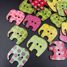 彩绘大象木纽扣外贸动物系列T恤布袋帽子装饰配件特色diy木制品