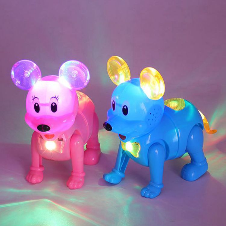 网红同款鼠年牵绳发光音乐电动老鼠玩具会跑会走路幼儿园节日礼物