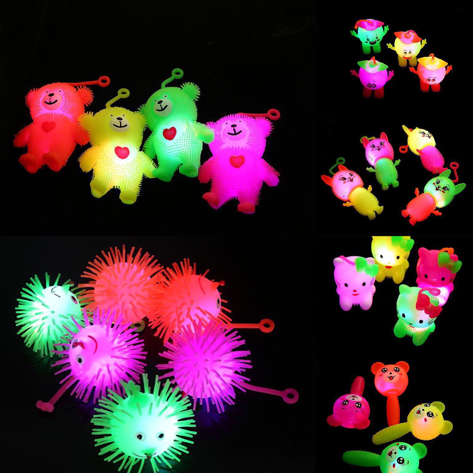 新款发光毛毛球创意发光刺猬弹力球闪光毛毛球发泄球儿童玩具批发