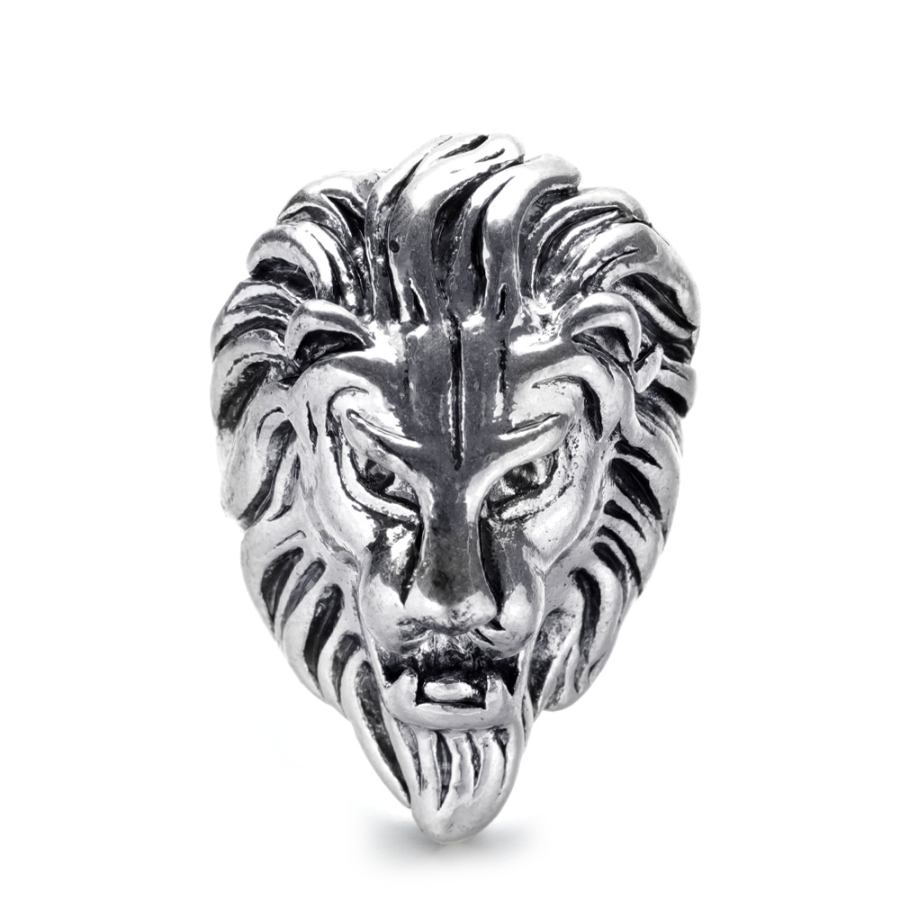 热销日韩霸气古银烤漆精致狮子头夜店男女通用戒指亚马逊现货批发