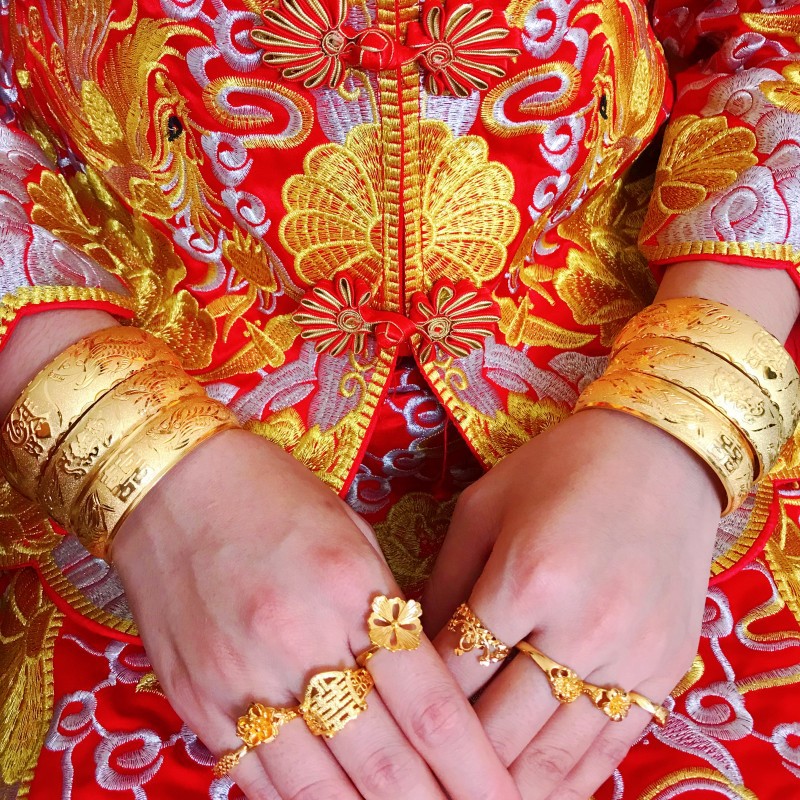金奕铖饰品婚庆镀金龙凤手镯新娘结婚金饰品情定今生手镯婚嫁金镯