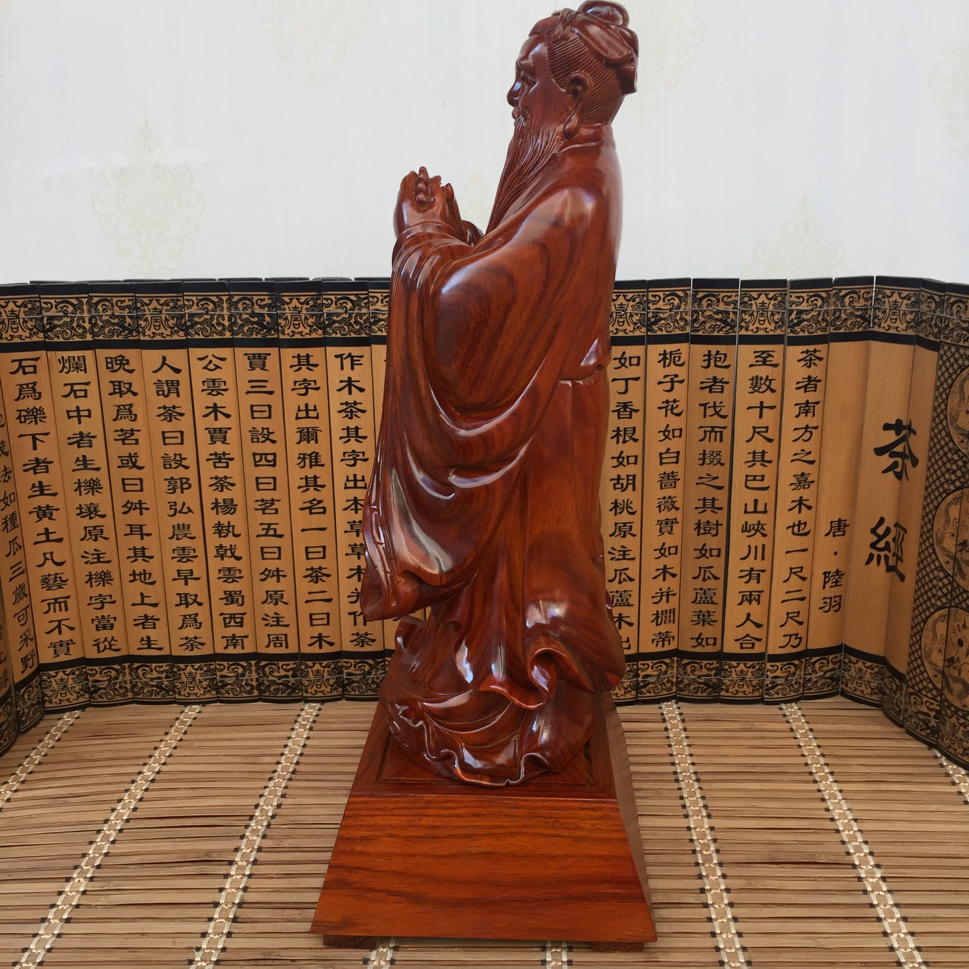 花梨木雕孔子摆件实木孔夫子圣人雕像学院开业庆典饰品教师节礼品