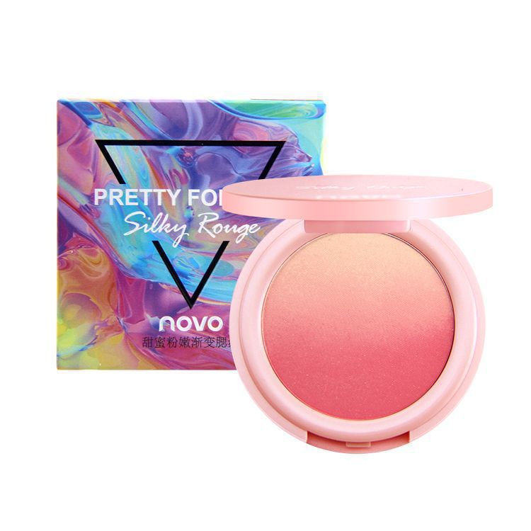 Novo5259 Sweet Pink Gradient Blush Nude Makeup Natural Good Complexion Two-Color Blusher Plate Rouge Beginner Beauty Makeup