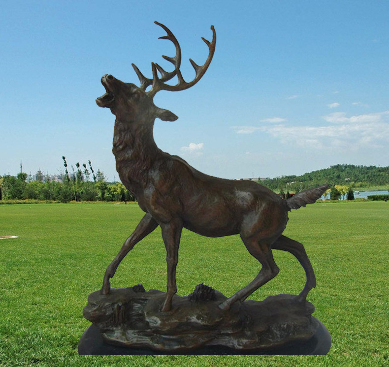 厂家直销 铸铜动物鹿雕塑 吉祥如意铜雕鹿工艺品公园摆件 ftd-716