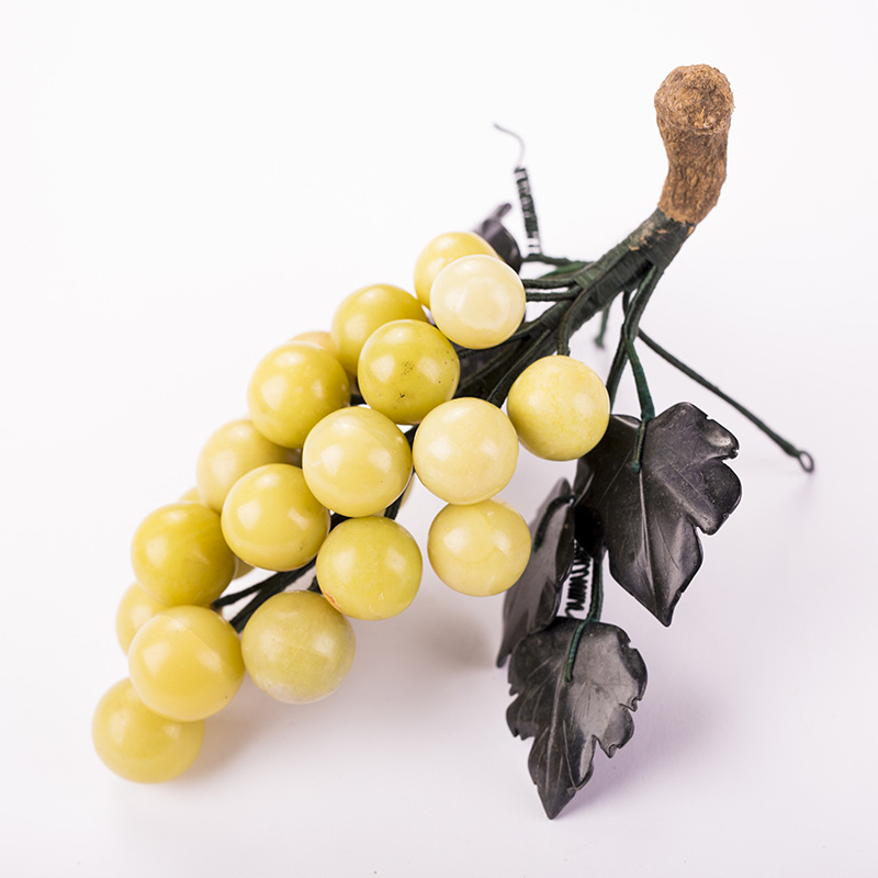 天然黄玉圆粒葡萄工艺品摆件黄玉原石雕刻精品家居饰品摆件批发