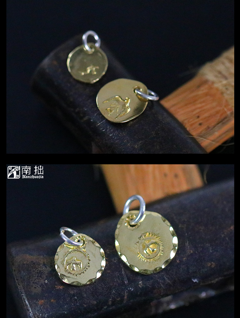 南拙手工高桥吾郎goros小铜饼吊坠925纯银小挂牌goros项链配饰