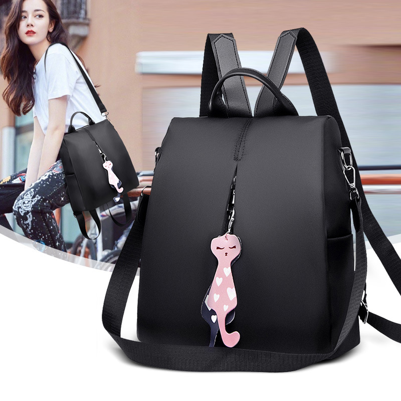 2019 New Nylon Backpack Women's Bag Korean Style Fashionable Simple Solid Color Oxford Cloth Leisure Travel Backpack