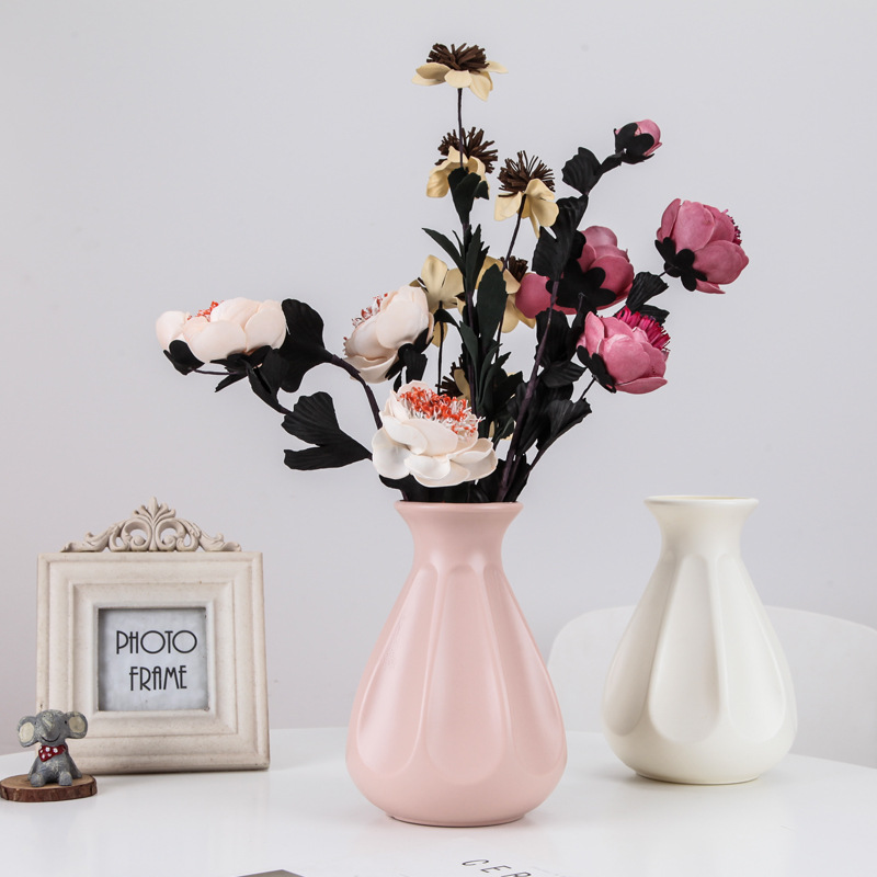 Nordic Color Drop-Resistant Plastic Vase Origami Diamond Vase Flower Arrangement Home Vase Universal Decoration 0755-4