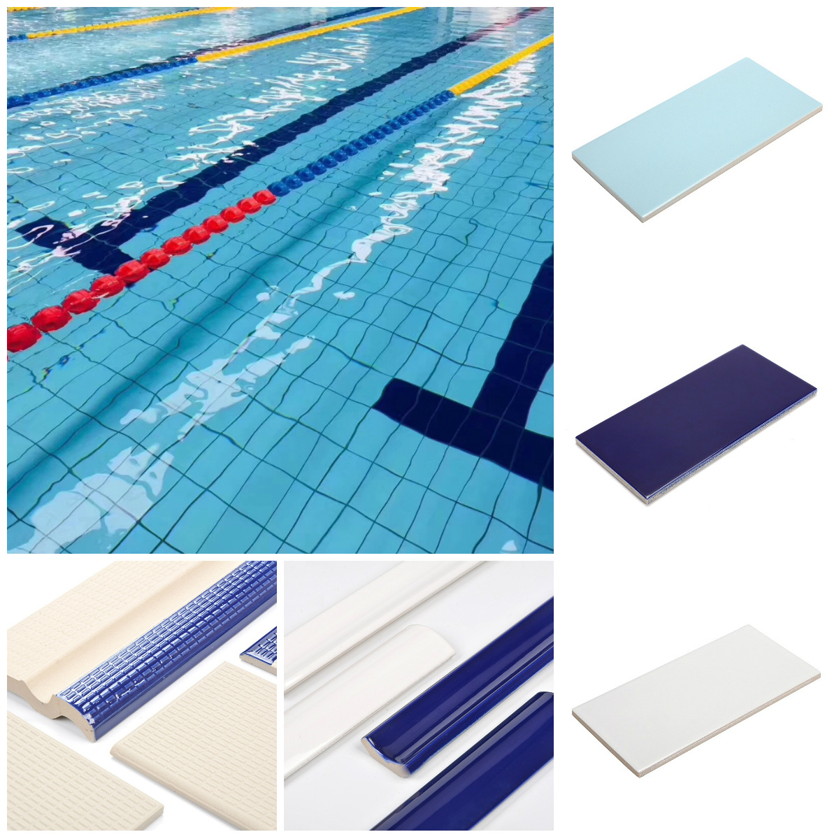 淘陶专业厂家244*119规格游泳池瓷砖 蓝色毛面泳池砖价格优惠