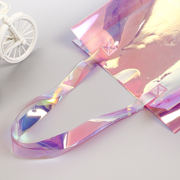 定制pvc购物手提袋子 pvc镭射礼品包镭射炫彩pvc包装袋定做印logo