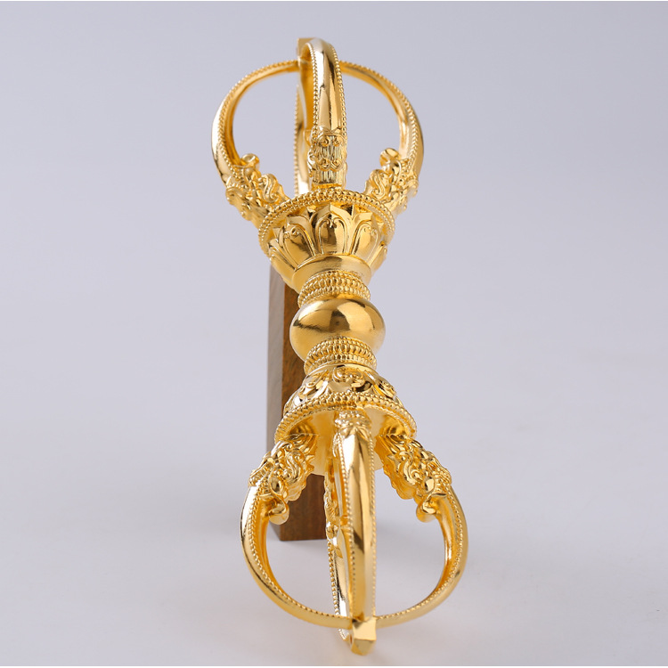 纯铜镀金五股金刚杵降魔杵藏传佛教用品密宗法器供奉修行大号摆件